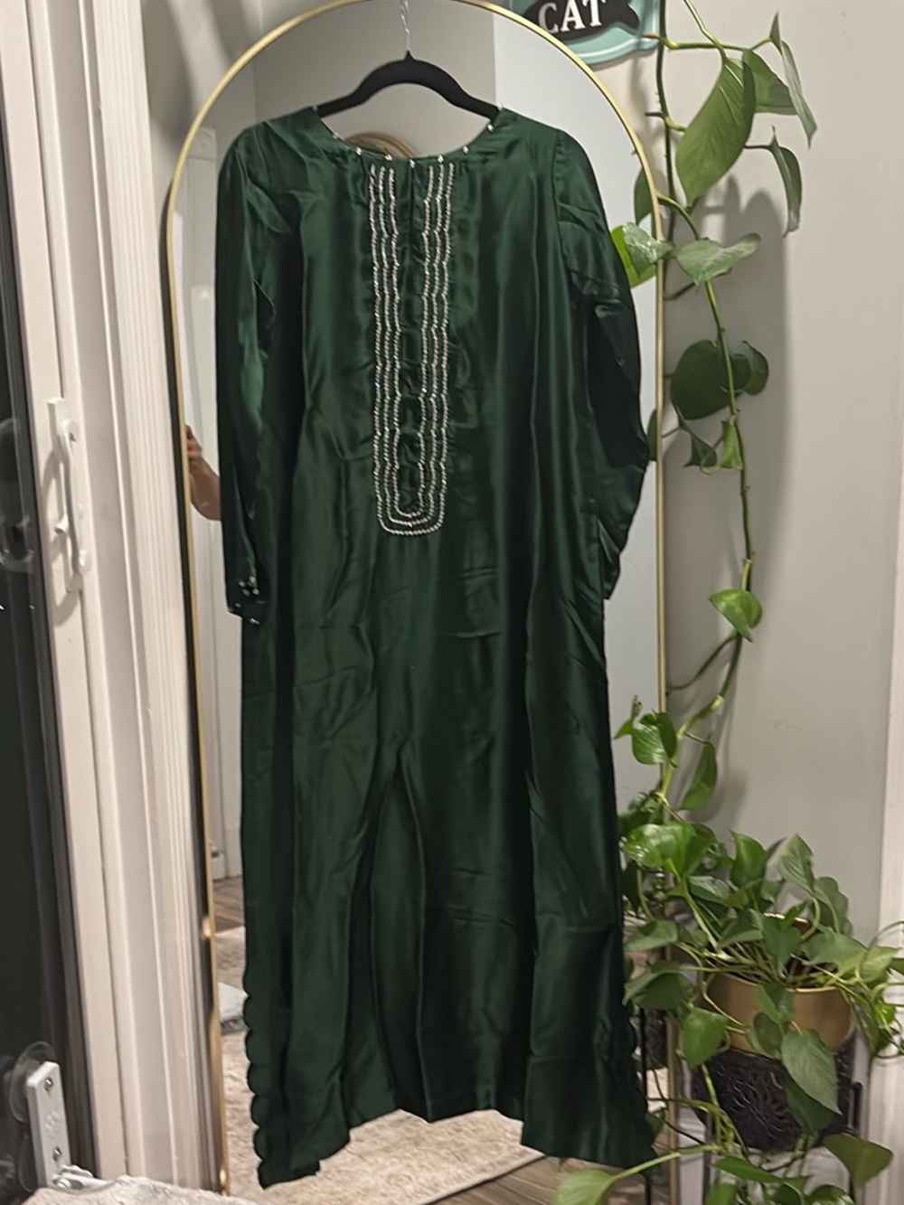 Embroidered Dark Green Maxi Dress